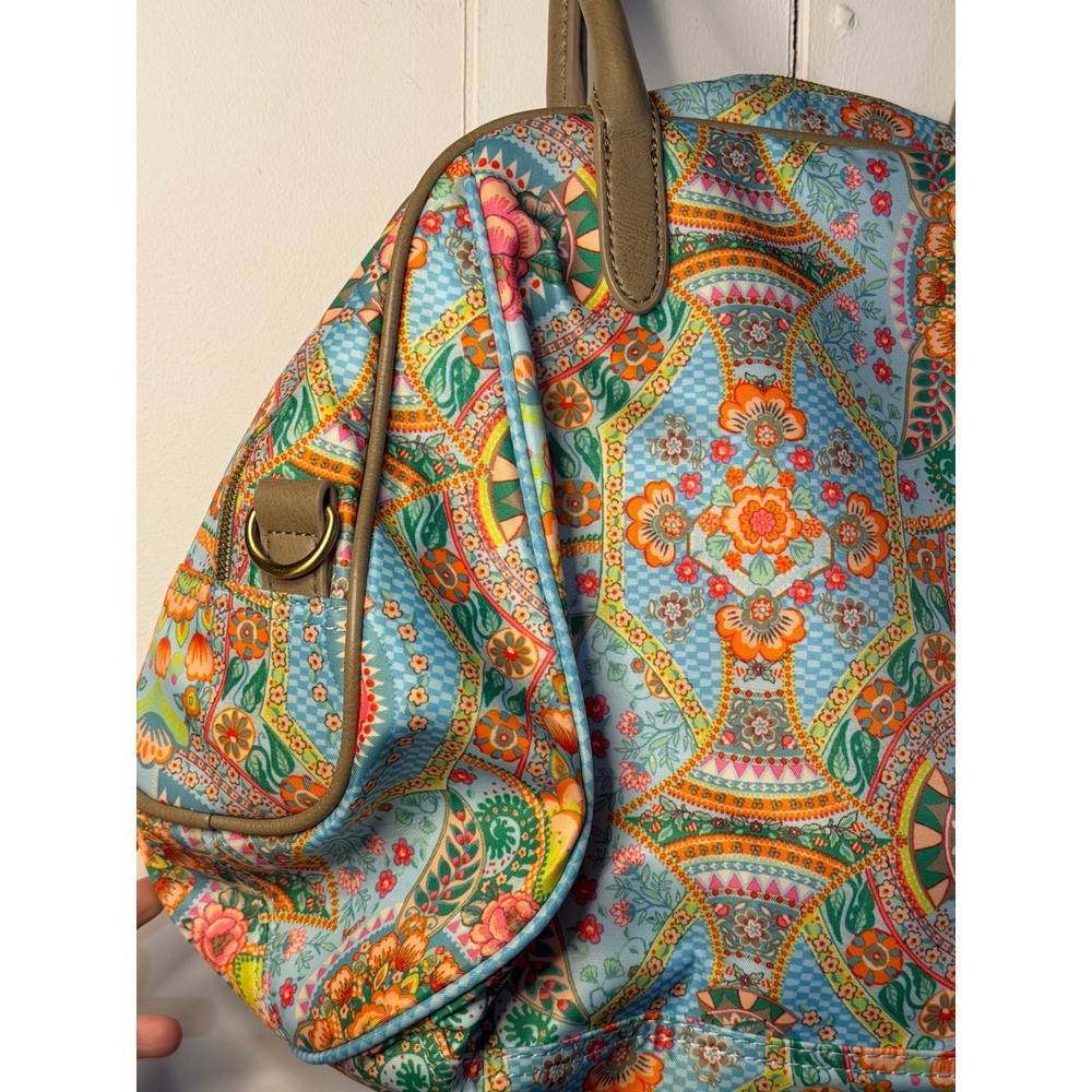Oilily Multicolor Floral Paisley Shoulder Bag with Tan Handles - Picture 8 of 13
